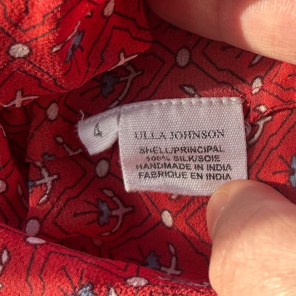 Ulla Johnson 'Freya' Flutter Sleeve Top 100% Silk - Picture 8 of 8